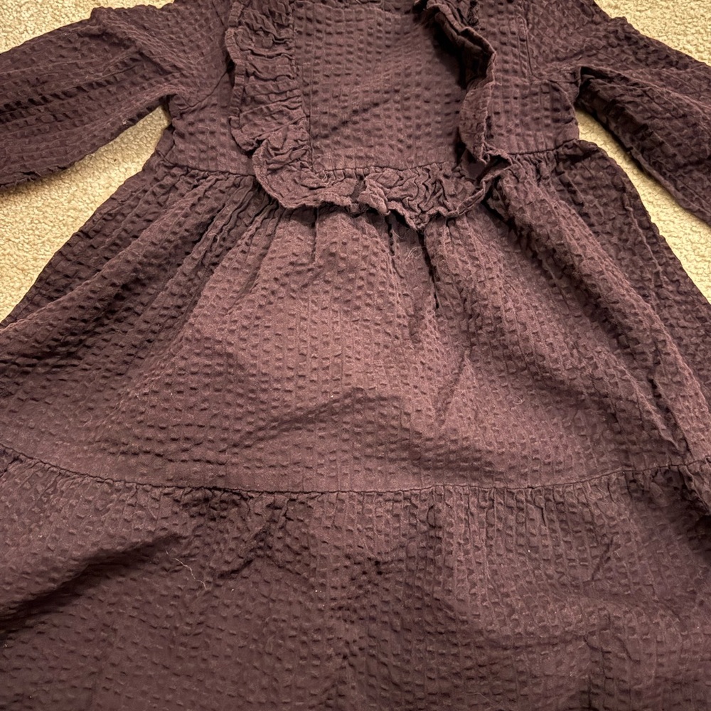 H&M Girls’ Long Sleeve Textured Ruffle Dress –